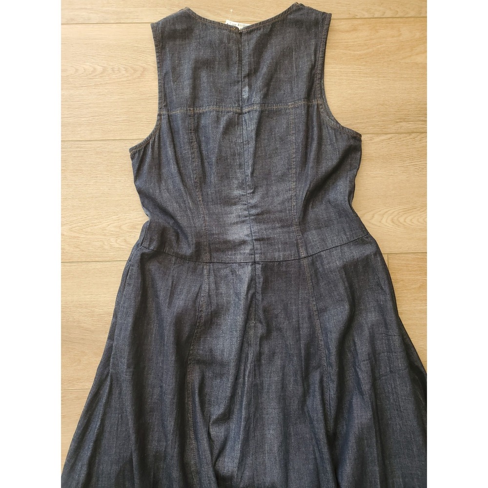 Madewell Denim V-Neck Maxi Dress 100% Cotton Sleeveless Size 12 - Picture 10 of 16